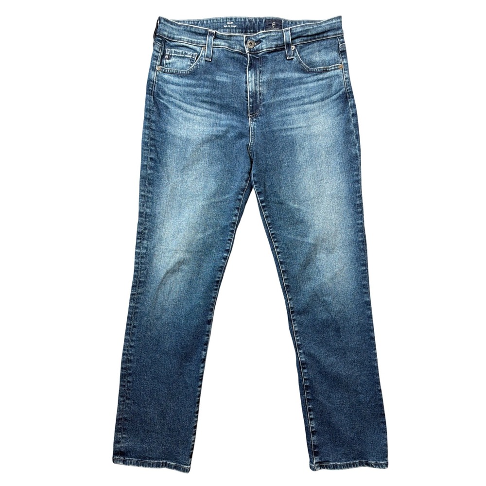 AG Jeans Womens 32R Mari High-Rise Straight Blue EMP1875GTWN Denim